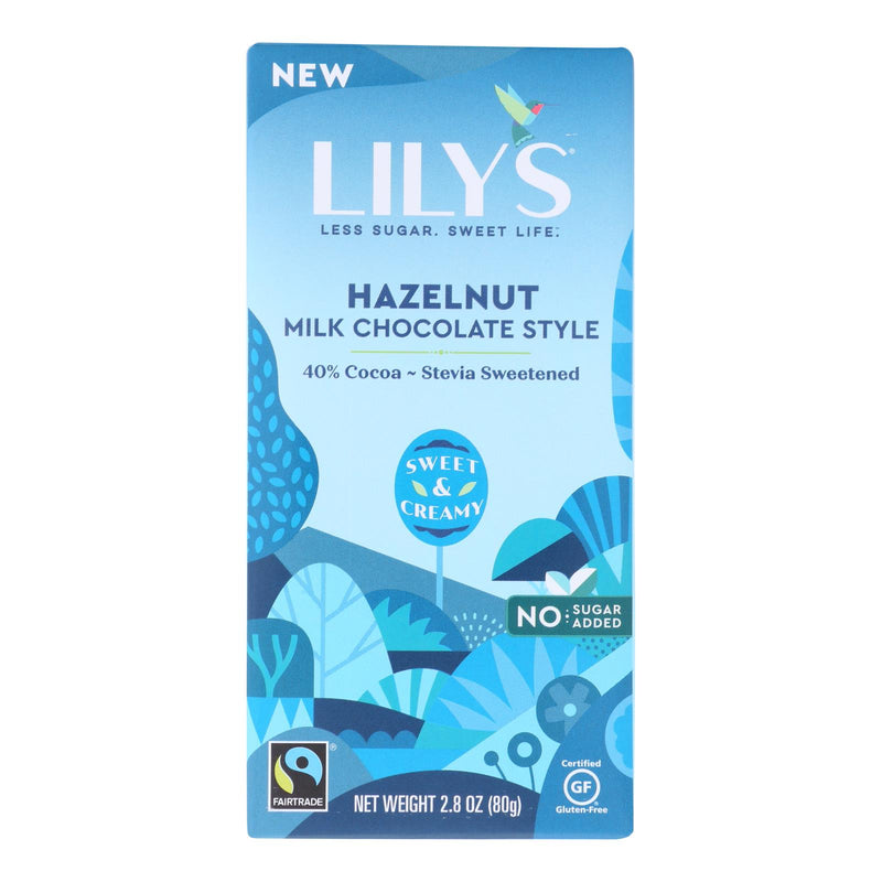 Lily's Sweets 40% Hazelnut 2.8 Oz Premium Milk Chocolate Bars - Case of 12 - Cozy Farm 