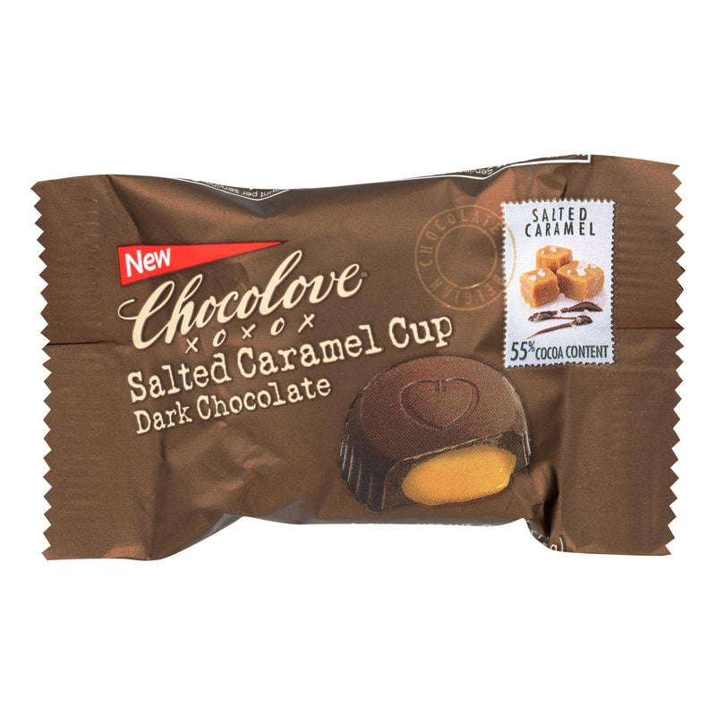 Chocolove Xoxox Salted Caramel Dark Chocolate Cups - .6 Oz - Case of 50 - Cozy Farm 