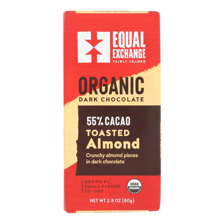 Organic Dark Chocolate Bar with Almonds - 2.8 Oz. by Equal Exchange - Case of 12 - Cozy Farm 