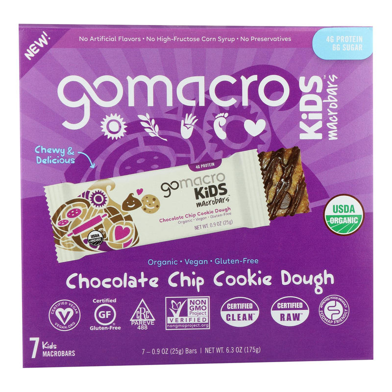 Gomacro Kids Macrobar Chocolate Chip Cookie Dough, 6.3 Oz (Pack of 7) - Cozy Farm 