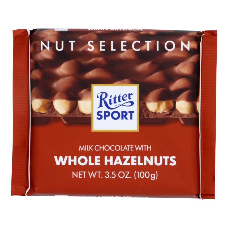 Ritter Sport Chocolate Bar - Milk Chocolate - Whole Hazelnuts - 3.5 Oz Bars - Case Of 10 - Cozy Farm 