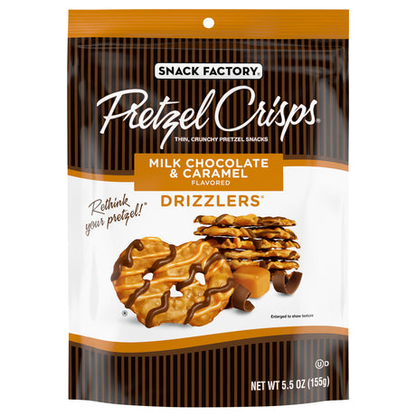 Pretzel Crisps Drizzlers Milk Chocolate Caramel, 5.5oz, Pack of 12 - Cozy Farm 