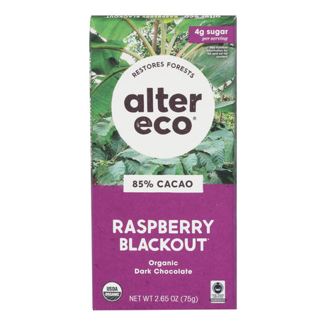 Alter Eco Organic Dark Chocolate Raspberry Blackout 85% Cocoa - 2.65 Oz (Pack of 12) - Cozy Farm 