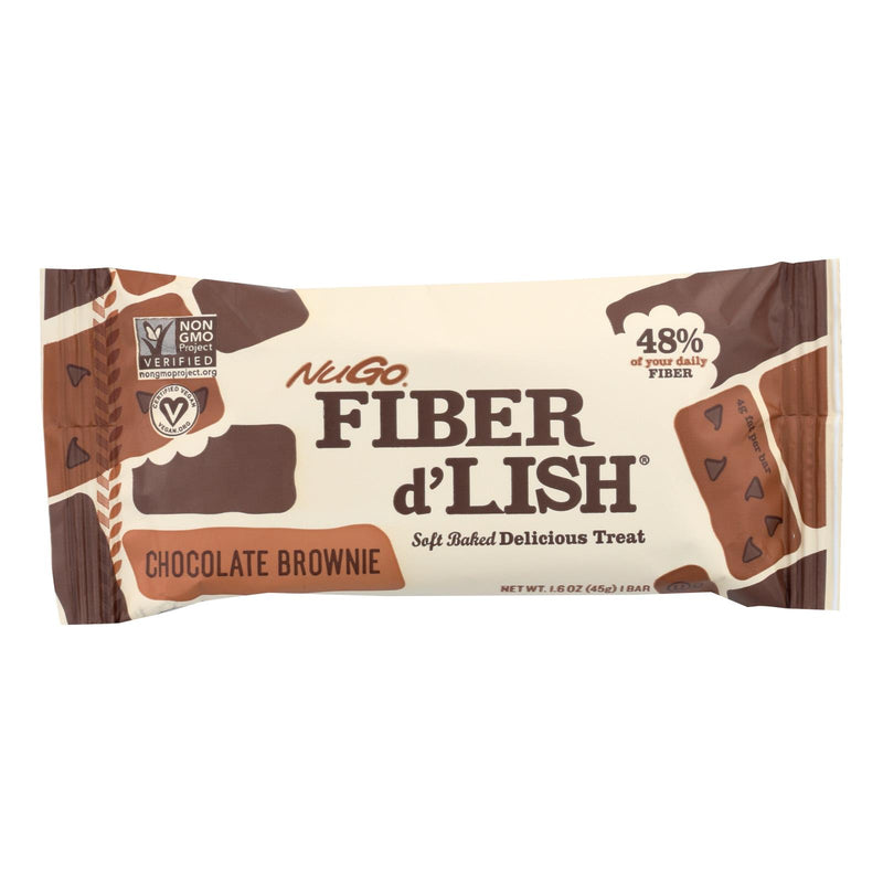 Nugo Nutrition Bar - Fiber Dlish - Chocolate Brownie - 1.6 Oz Bars - Case Of 16 - Cozy Farm 