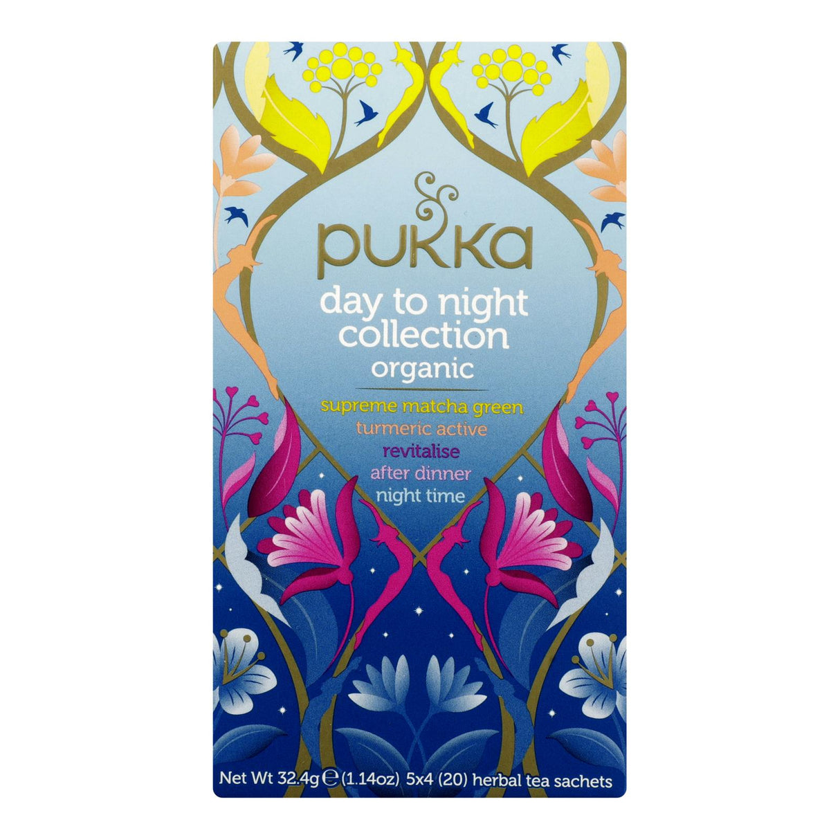 Pukka Herbal Teas - Día a Noche - Caja de 6, 20 bolsitas de té"