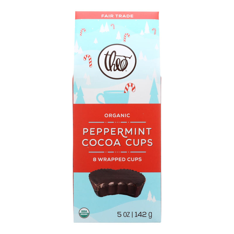 Theo Chocolate Peppermint Cocoa Cups, 5 Oz - Case of 12 - Cozy Farm 