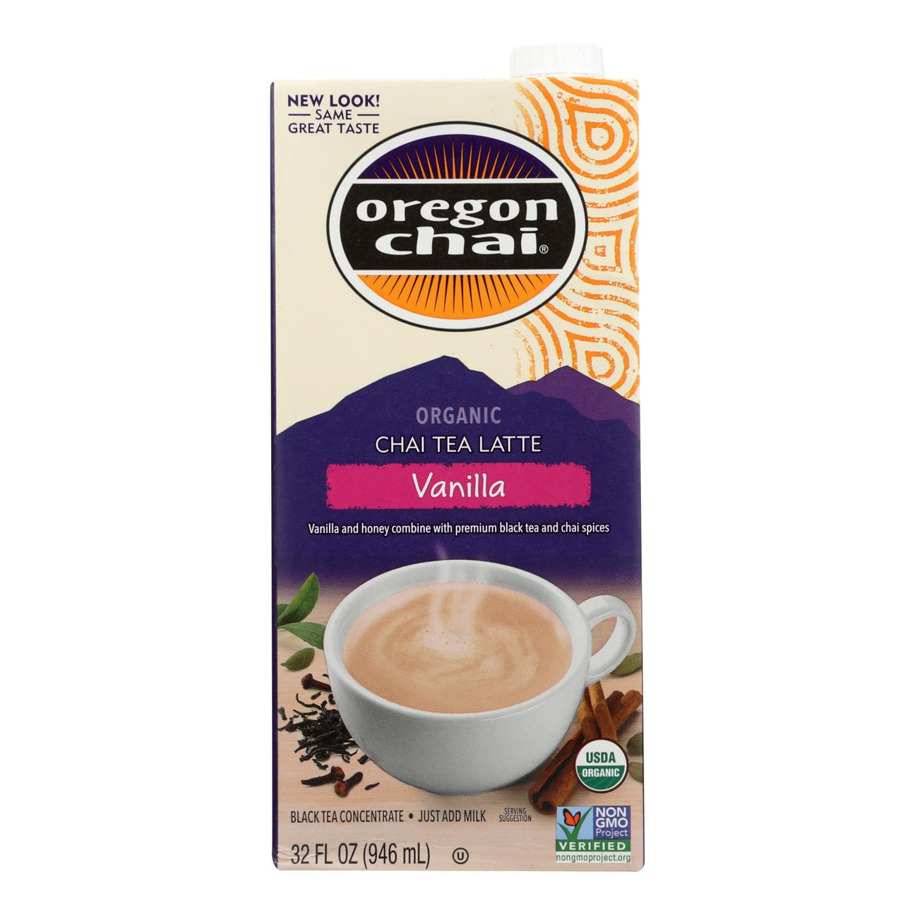 Oregon Chai Vanilla Tea Latte Concentrate - 32 fl. oz. (Pack of 6) - Cozy Farm 