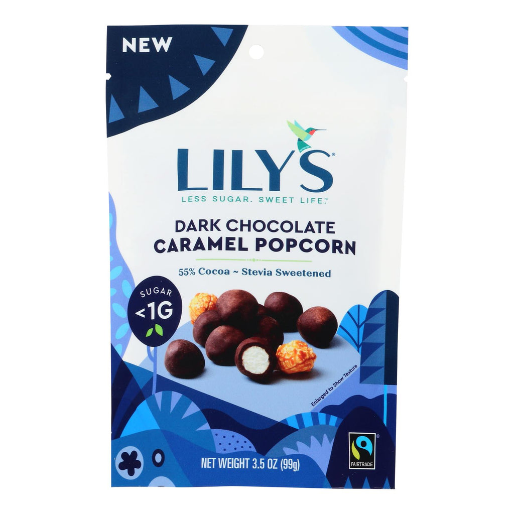 Lilys Dark Chocolate Caramel Popcorn with Stevia - 3.5 Oz - Case of 12 - Cozy Farm 