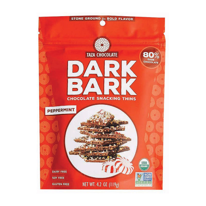Taza Chocolate Organic Dark Bark Chocolate - Peppermint - Case of 12 - 4.2 Oz - Cozy Farm 