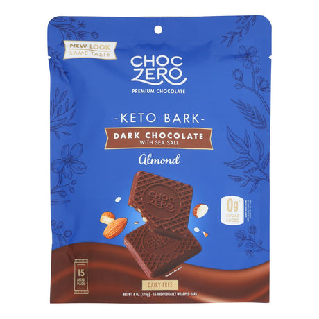 Choc Zero Keto Bark Dark Chocolate with Almonds, 6 Oz - Pack of 12 - Cozy Farm 