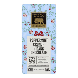 Endangered Species Chocolate Dark Chocolate Bar with Peppermint Crunch - 3oz, Case of 12 - Cozy Farm 
