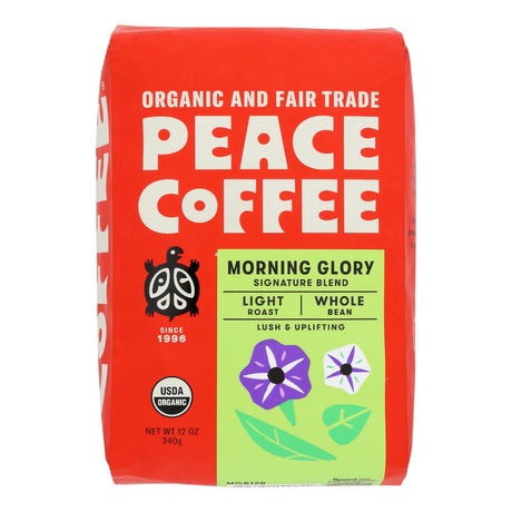 Peace Coffee Organic Whole Bean Morning Glory - 6 Pack x 12 Oz - Cozy Farm 