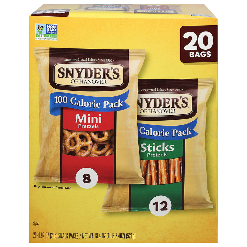 Snyder's of Hanover Pretzel Mini & Stick 20 Bag - Case of 4 - Cozy Farm 