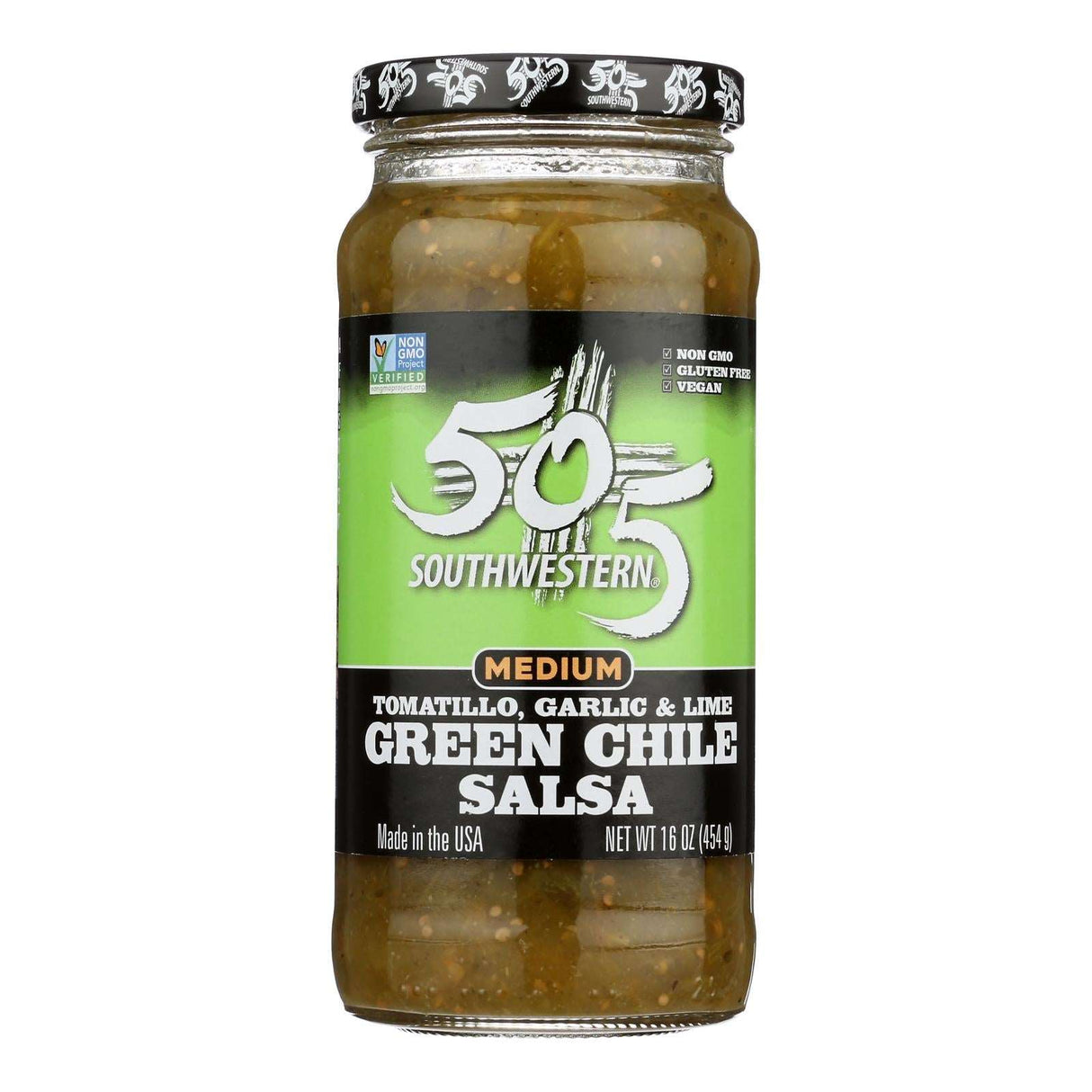 505 Southwestern Green Chili Tomatillo Salsa - 16 Fl Oz Jars (Case of 12) - Cozy Farm 