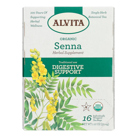 Alvita - Tea Organic 2 Herbal Senna Leaf - 1 Each-16 Bags - Cozy Farm 