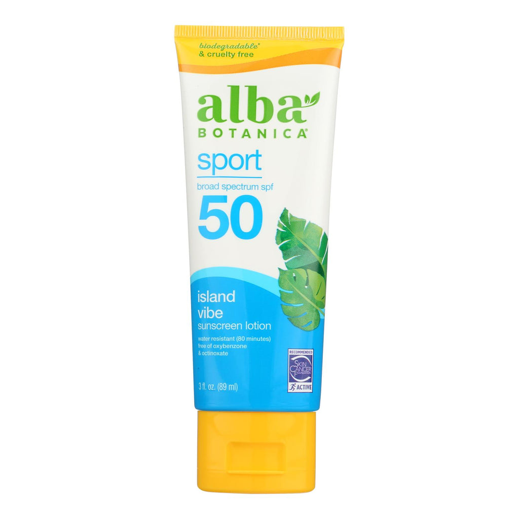 Alba Botanica Sunscreen Lotion Sport SPF 50 - 1 Each - 3 Fluid Ounces - Cozy Farm 