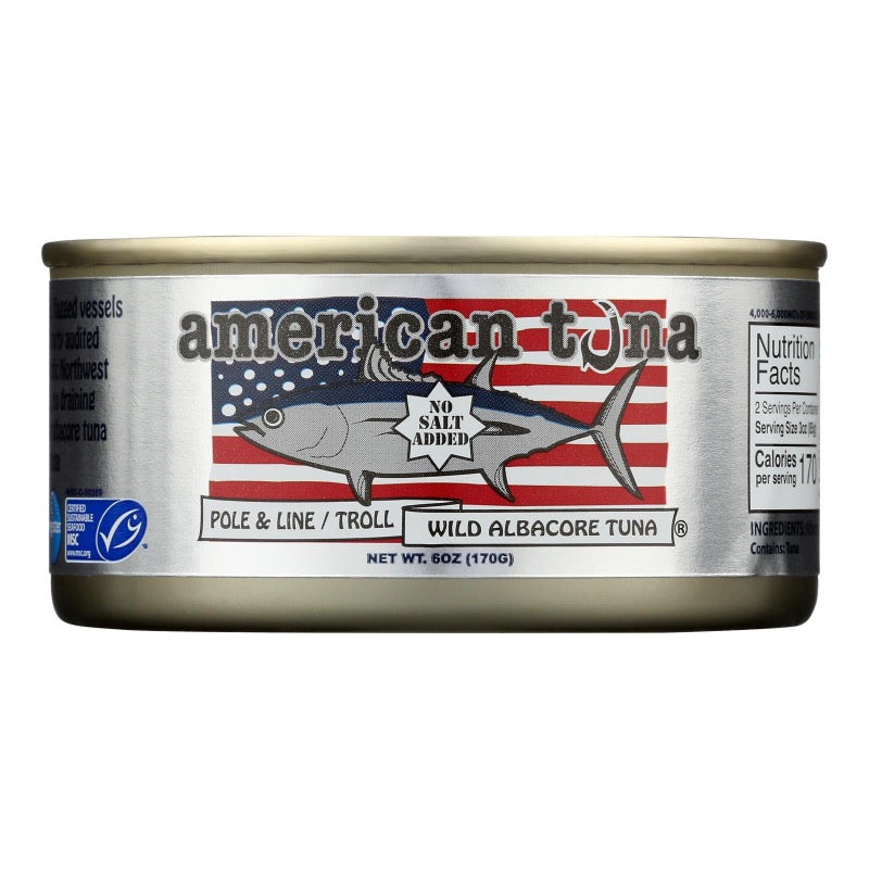 American Tuna - Wild Albacore No Salt Tuna - 12-Pack of 5 Ounces - Cozy Farm 