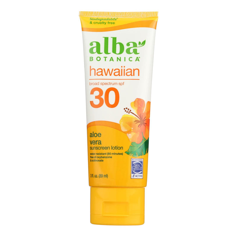 Alba Botanica Sunscreen Lotion Aloe Vera SPF 30 - 1 Each - 3 Fluid Ounces - Cozy Farm 