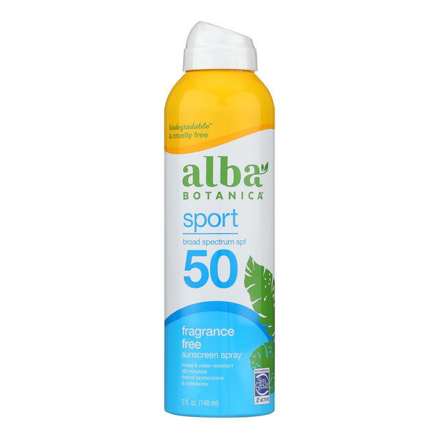 Alba Botanica Sport Formula Sunscreen Spray SPF 50, 5 Fl Oz - Cozy Farm 