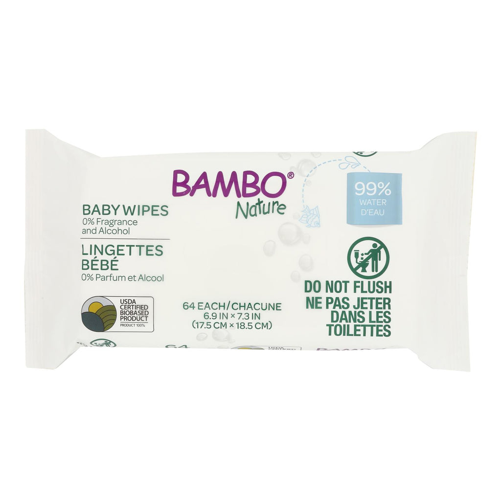 Bambo Nature - Wipes Baby 99% Water - Case of 12 - 64 Count - Cozy Farm 