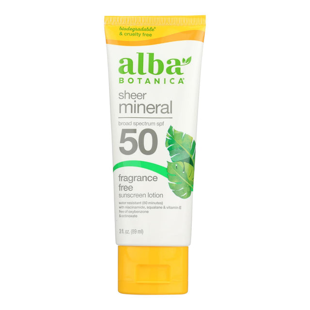 Alba Botanica Mineral Sunscreen Lotion SPF 50 - 3 Fluid Ounces - Cozy Farm 