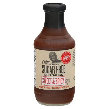 G Hughes BBQ Sauce Sweet & Spicy Sugar Free, 18 Oz, Pack of 6 - Cozy Farm 