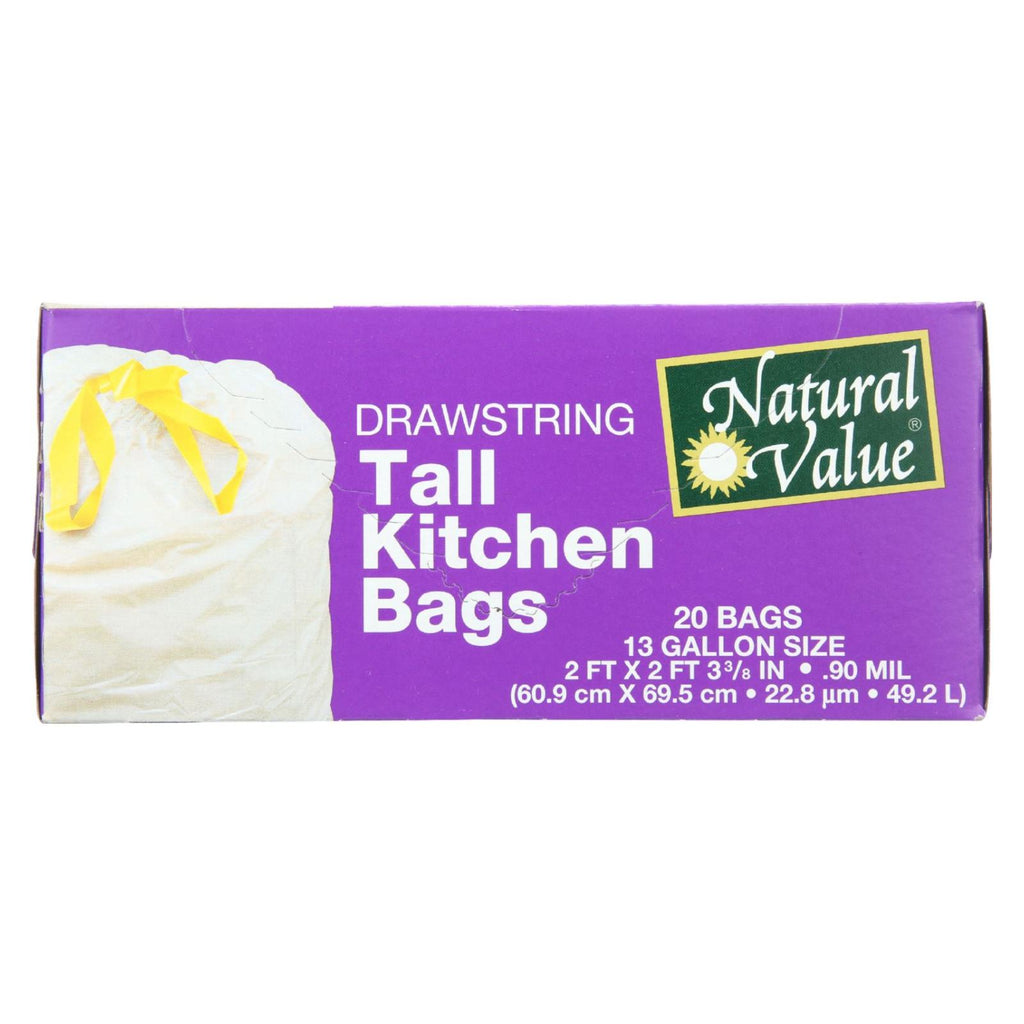Natural Value Tall Kitchen Bags - Drawstring - 20 Count - Case of 12 (Pack of 12) - Cozy Farm 