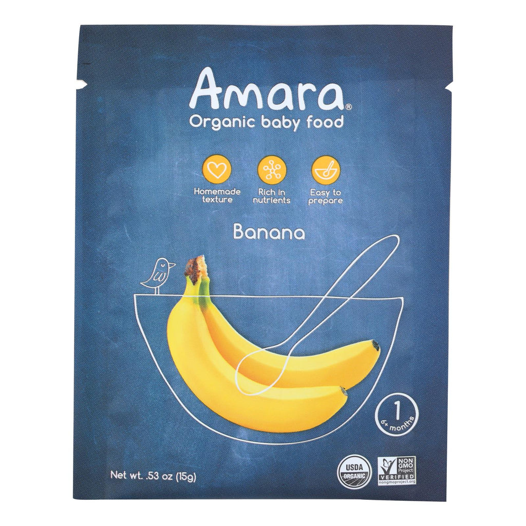 Amara Baby Food - Banana - 6 Month - Case of 7 - 0.53 Oz - Cozy Farm 