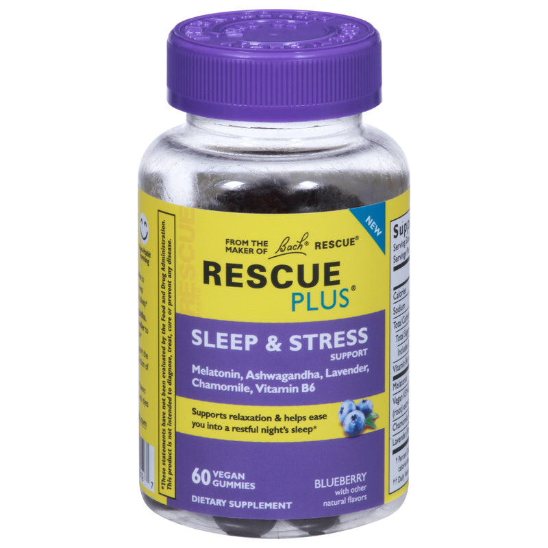 Rescue Sleep Stress Support Gummy, Blueberry Flavor - 60 Count (1 Each) - Cozy Farm 