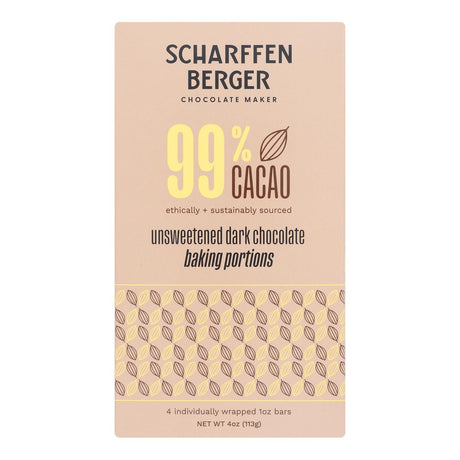 Scharffen Berger Unsweetened Baking Chocolate, 4 Oz. Packs (Case of 12) - Cozy Farm 