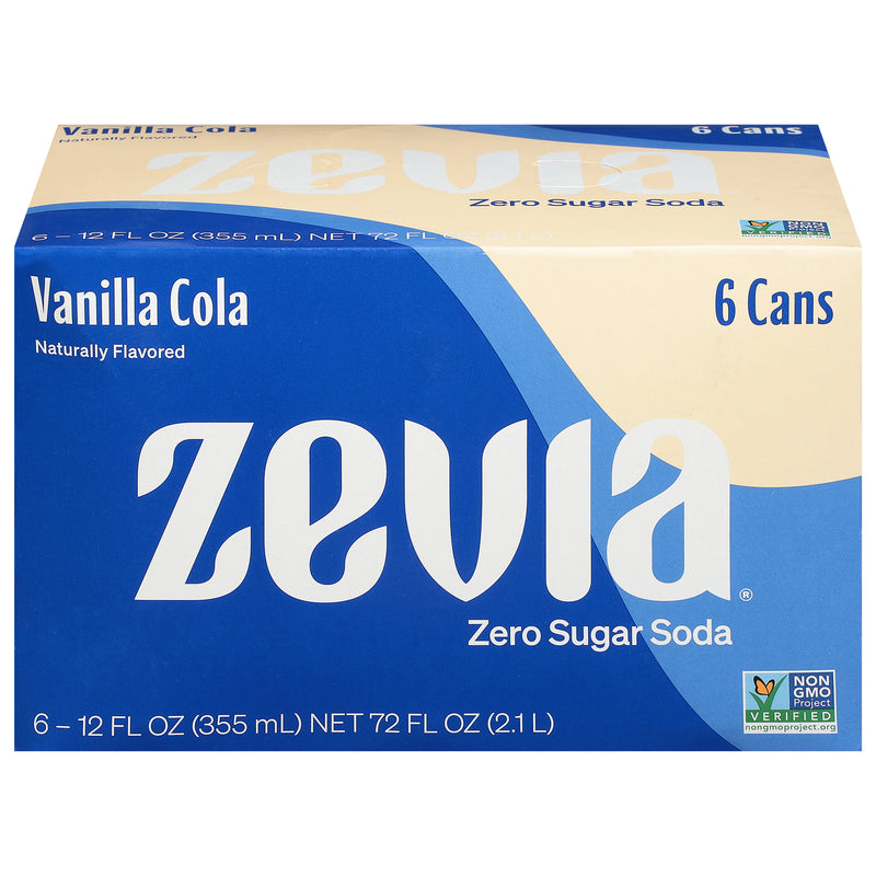 Zevia Vanilla Cola Soda - Pack of 6, 12 Fl Oz Cans - Cozy Farm 