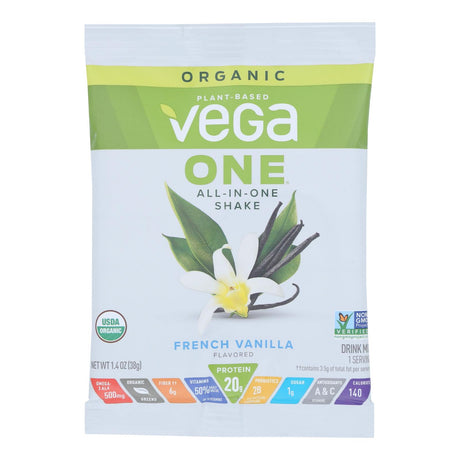 Vega Shake Mix Organic French Vanilla - 1.4 Oz - Case of 10 - Cozy Farm 