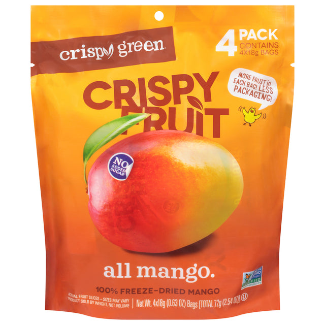 Crispy Green Crispy Mangos - Case of 8 - 4 Pack of 2.54 oz. - Cozy Farm 