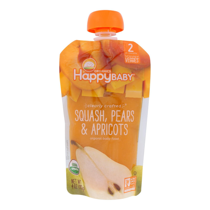 Happy Baby Carrot, Corn, Organic Squash, Pear, Apricot - Stage 2 - Case of 16 - 4 Oz. - Cozy Farm 