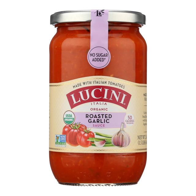 Lucini Italia Roasted Garlic Organic Marinara Sauce - 6 Pack (24 Oz. Jars) - Cozy Farm 