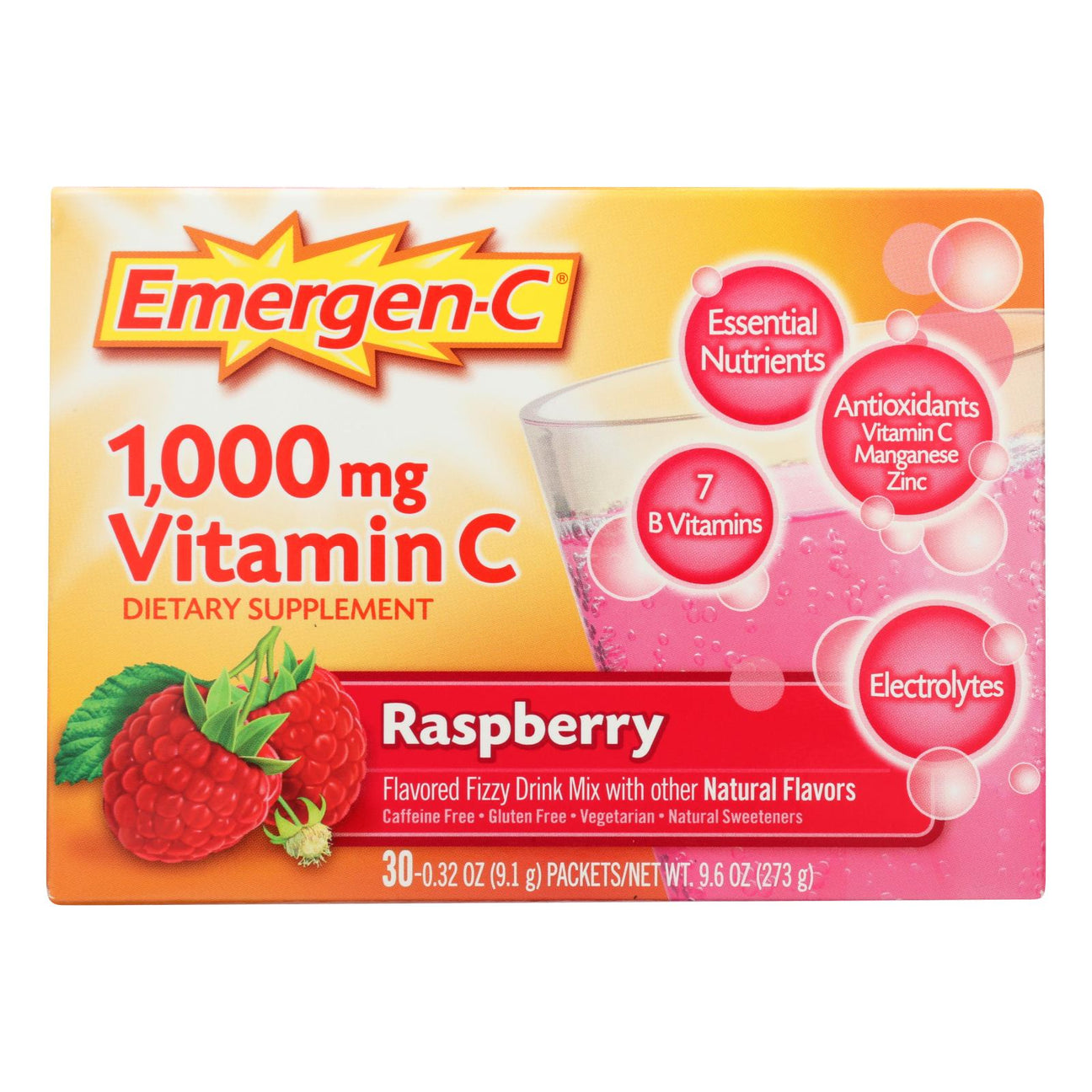 Emergen-C Raspberry Flavor Enhanced Immune Support Drink Mix Packets, 30 Count (Pack of 3) - Cozy Farm 