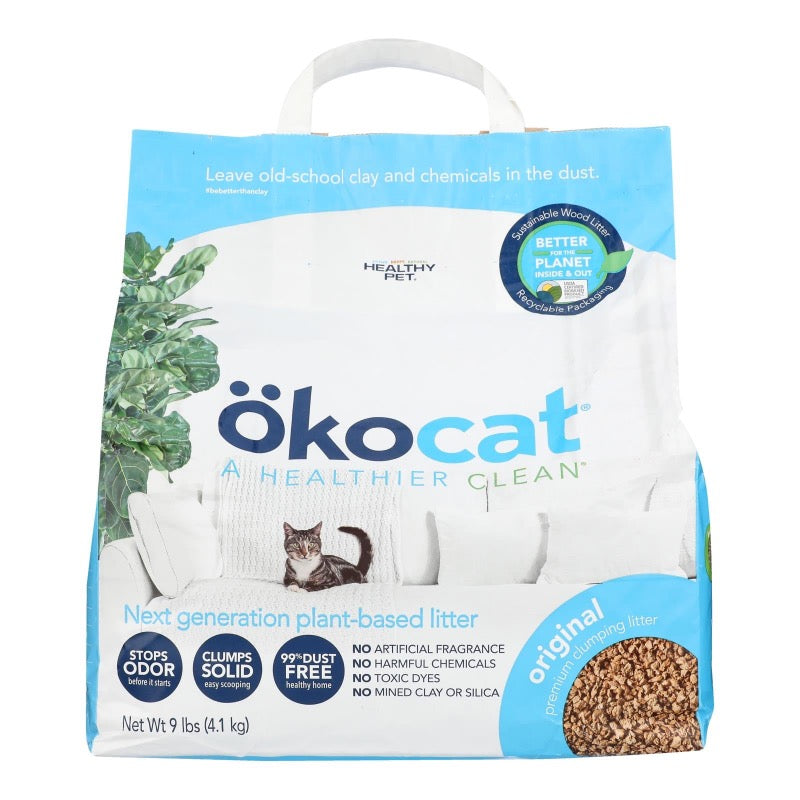 Okocat Clumping Litter Wood - 9 lb (1 Each) - Cozy Farm 