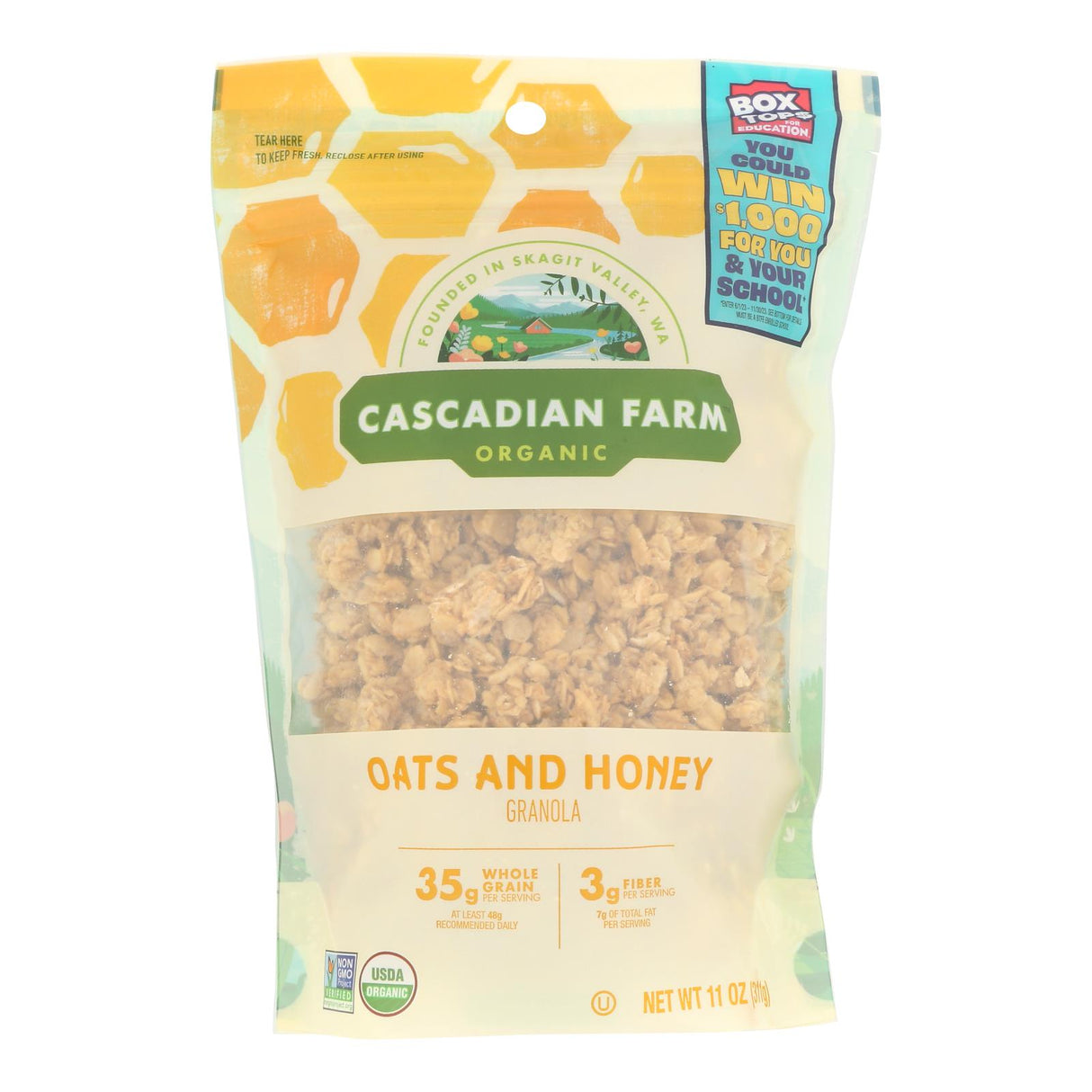 Cascadian Farm Organic Honey Granola Oats, 4 Pack (11 Ounces Each) - Cozy Farm 