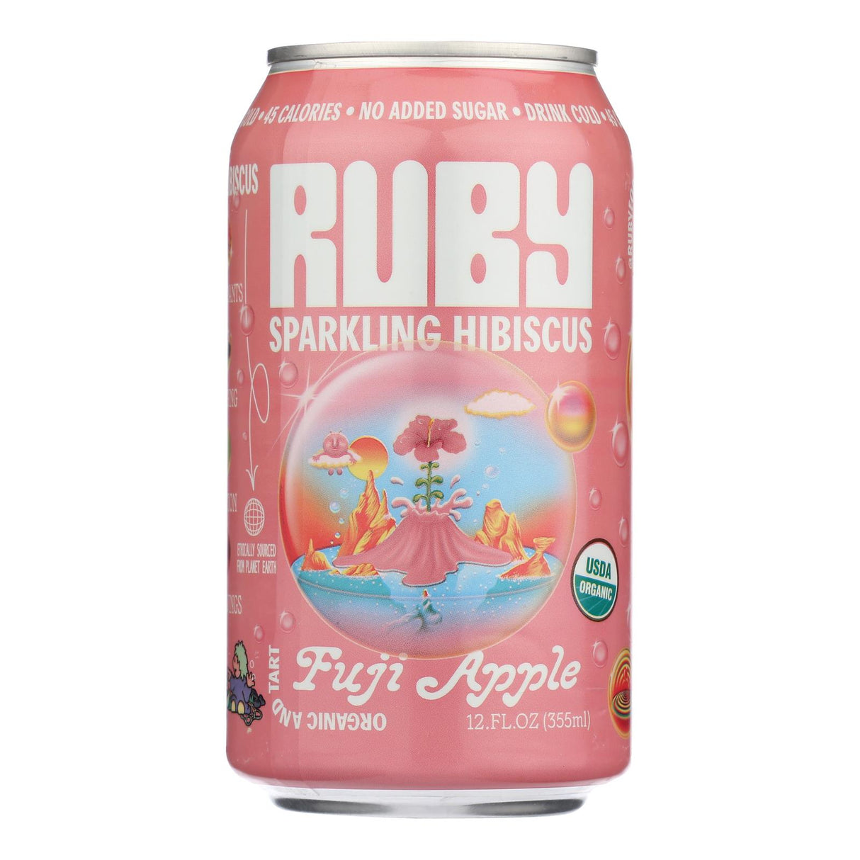 Ruby Hibiscus Fuji Apple Sparkling Organic Juice - 12 x 12 Fl oz - Cozy Farm 