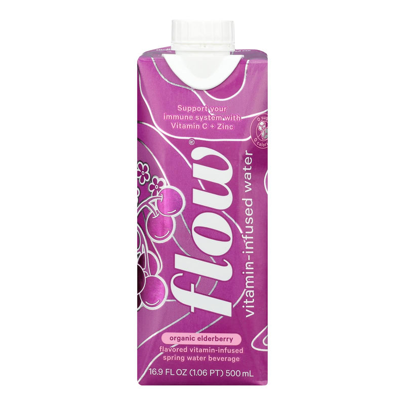 Flow Vitamin-Infused Water Organic Elderberry - Case of 12 - 500ml - Cozy Farm 