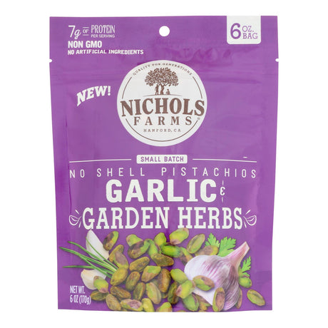 Nichols Farms Roasted No-Shell Garlic Herb Pistachios, 15 - 6oz Bags - Cozy Farm 