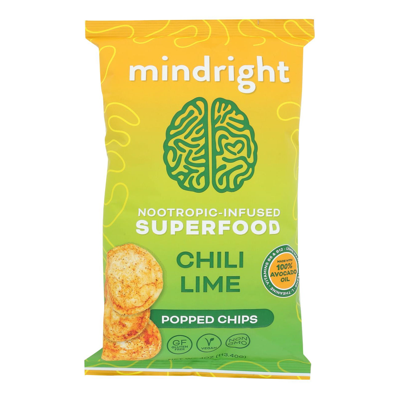 Mindright Popped Chips Chili Lime (Case of 12 -4 oz) - Cozy Farm 