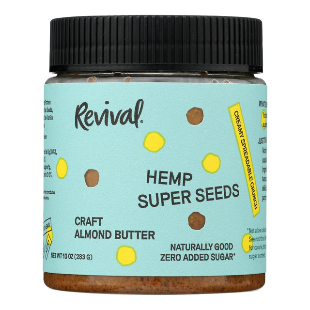 Revival Almond Butter with Hemp Super Seed, 6 Pack of 10 Oz Jars - Cozy Farm 