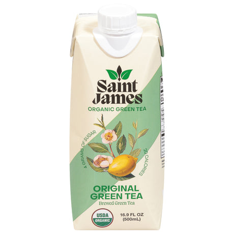 Saint James Organic Green Tea, Original Flavor - Case of 12 - 16.9 fl. oz. Bottles - Cozy Farm 