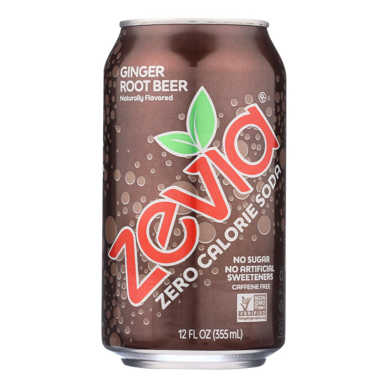 Zevia Ginger Root Beer Zero Calorie Soda: Pack of 24 / 12 Fl Oz Cans - Cozy Farm 