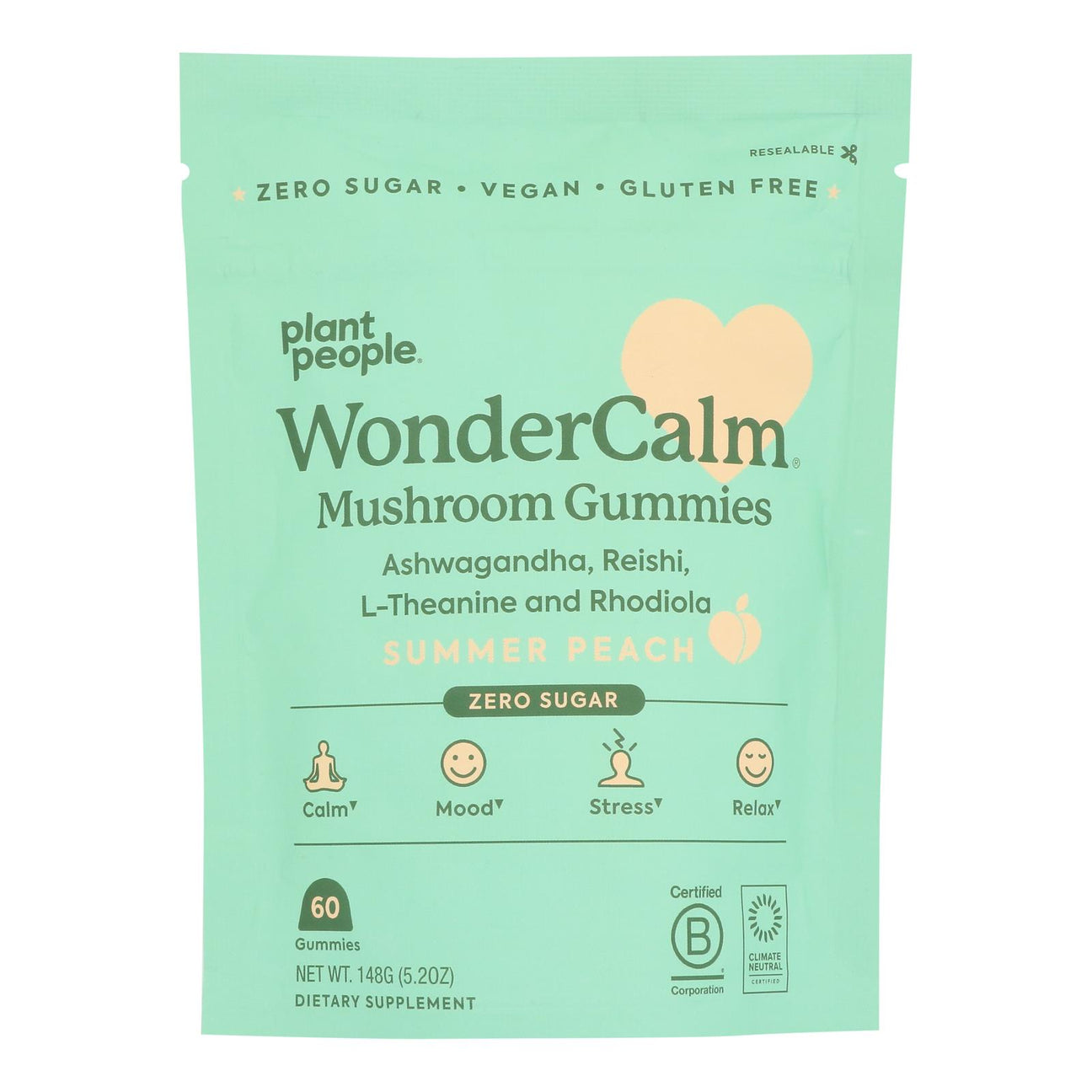 Plant People Mushroom Wonder Calm (Peach) - 60 Count - Cozy Farm 
