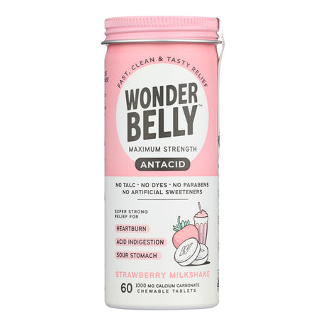 Wonder Belly Antacids Heartburn Relief - Strawberry Milkshake, Case of 4 - 60 Count - Cozy Farm 