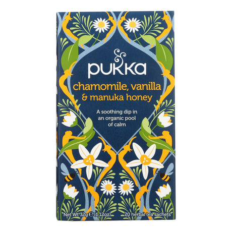 Pukka Organics Herbal Tea - Chamomile Vanilla Manuka Honey, 20 Tea Bags/Box (Case of 4) - Cozy Farm 