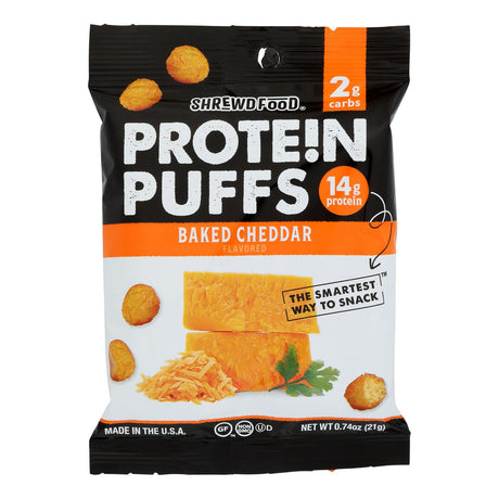 Shrewd Food Protein Puffs Baked Cheddar, 0.74-Ounce (Case of 8) - Cozy Farm 