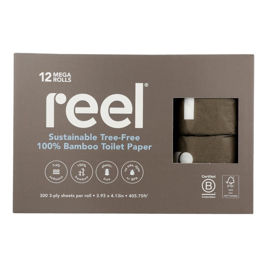 Reel Bamboo Eco-Friendly Toilet Paper - Pack of 2, 48 Rolls